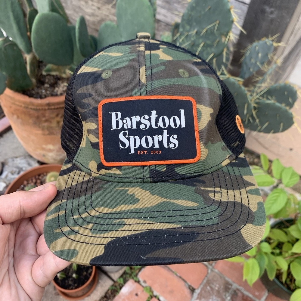 Barstool Sports Hat Cap Men's Green Snap Back Camouflage Hiking Camping Hunting